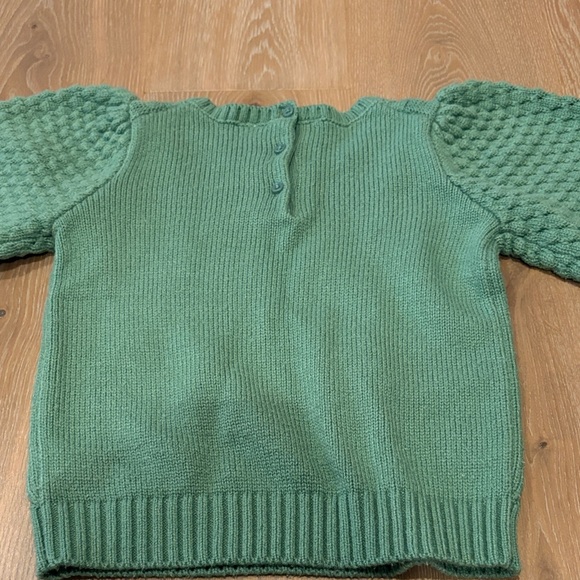 Janie and Jack Girls Size 6 Green Cable Knit Sweater - Picture 3 of 3